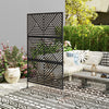 Metal Outdoor Privacy Screen, Freestanding Outdoor Divider with Stand, Decorative Privacy Panel, 78