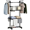 5-Tier Clothes Drying Rack, Foldable Laundry Drying Rack with Wheels, Side Wings, Black