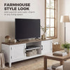 TV Stand for TVs up to 42 Inch, Entertainment Center with 2 Open Shelves, 2 Cabinets, Thick Top, White and Brown