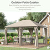 13'x 10' Soft-top Steel Patio Gazebo Canopy Party Tent with 6 Removable Curtains and Drainage Holes