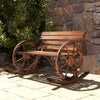 Rocking Outdoor Bench, Wood Outdoor Loveseat with Wagon Wheel Armrests, Carbonized