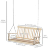 2 Person Wooden Porch Swing, Patio Swing Chair with Hanging Chains, Slatted Back & Seat, Outdoor Swing Bench for Garden, Backyard, Deck, Natural