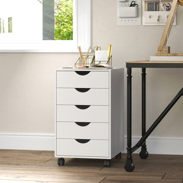 File Cabinet with 5 Drawer Wheels, 15.7