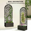 Metal Raised Garden Bed with Trellis for Climbing Plants, Freestanding or Wall Mounted Flower Bed with Privacy Panel