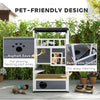 4-Floor Wood Outdoor Cat House Catio for Cats with Condo, Fun Entrances, Perch