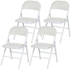Set of 4 Metal Foldable Chairs, PU Leather Padded Folding Chairs with Cushion Seat and Open Back for Indoor, White