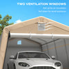 12' x 20' Portable Garage, Heavy Duty Carport Canopy with Ventilation Windows and Large Roll-up Door, Khaki