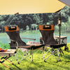 Set of 2 Reclining Camping Chair with Foot Rest, Folding Camping Chair w/ Headrest, Cup Holder, Storage Bag, Orange