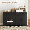 Sideboard Buffet Cabinet with Storage, Modern Coffee Bar Cabinet with 3 Drawers and Adjustable Shelves, Distressed, Black