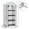 Mini Greenhouse with Screen Roof, Portable Small Greenhouse with Roll-Up Zipper Door, 27.6