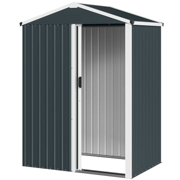 4.5 x 3ft Outdoor Storage Shed, Waterproof Metal Garden Shed with Lockable Door for Backyard, Patio, Lawn, Dark Grey