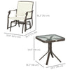 3 Piece Patio Glider Set Outdoor Gliders with Breathable Mesh Seat, Glass Top Table for Garden, Yard, Cream White
