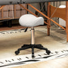 Saddle Stool, Adjustable Rolling Stool, White