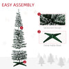 6ft Tall Pencil Artificial Christmas Tree, Holiday Décor with Snow Flocked Branches, Green