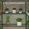 Portable Greenhouse, Walk-In Small Outdoor Green House with 2 Tier U-Shaped Flower Rack Shelves, 4.6' x 4.7', White
