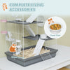 4-Level Large Hamster Cage with DIY Tubes, Water Bottle, Food Dish, Hut, Exercise Wheels, Grey