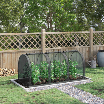 9' x 4' Crop Cage, Garden Plant Protector, with 3 Zippered Doors and 4 Ground Stakes, for Garden, Yard, Lawn, Black