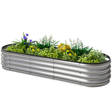 Galvanized Raised Garden Bed, 6 x 2 x 1 ft Modular Metal Garden Beds with Rubber Strip Edging, Silver
