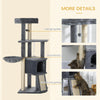 50 Inch Cat Tree, Multi-Level Cat Tower with Sisal Scratching Posts and Ramp, Bed, Condo, Hammock, Toy Ball, Grey