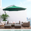 10' Deluxe Patio Umbrella, Outdoor Market Parasol, Banana Hanging Offset Sunshade with Crank, Cross Base, Dark Green