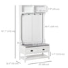 Coat Rack Shoe Bench, Hall Tree with Bench and Shoe Storage, Entryway Bench with 4 Hooks, 2 Drawers, 2 Shelves, White