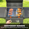 2 Burner Propane Gas Grill with Wheels, 18,400 BTU Portable BBQ Grill with Foldable Side Shelves, Warming Rack, Black