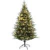 5ft Prelit Artificial Christmas Tree with 542 Tips, Warm White LED Lights, Steel Base, Hinged Xmas Tree, Auto Open