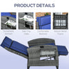 Outdoor Recliner Chair with Adjustable Backrest, Cushion, Side Tray, Dark