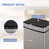 Sensor Trash Can, 19 Gallon Stainless Steel Kitchen Garbage Can with 3 Compartments, Removable Inner Buckets, Silver