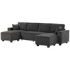Modular U Shaped Couch, Sectional Sofa with Double Chaises and Spring Cushions, Dark Grey