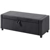 Storage Ottoman, Upholstered Corduroy End of Bed Bench with Thick Padding, Storage Bench for Bedroom, Dark Grey