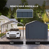 10' x 15' Metal Carport, Heavy Duty Garage Car Shelter with Galvanized Metal Roof and Removable Sidewalls