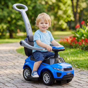3 in 1 Kid Ride on Push Car Sliding Car, Ride on Toy for Boy Girl Toddlers 1-3 Years Old, with Horn Music Light Function Secure Bar, Blue