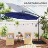 9.6ft Offset Patio Umbrella Garden Hanging Parasol Banana Cantilever Umbrella with Base, Crank, Blue