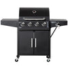 4+1 Burner Liquid Propane Gas Grill Outdoor Cabinet Style BBQ Trolley w/ Side Burner, Warming Rack, Side Shelf, Storage Cabinet, Thermometer, 4 Wheels, Carbon Steel