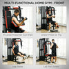 Soozier Multi Home Gym Equipment, Workout Station with Sit up Bench, Push up Stand, Dip Station, 143lbs Weights