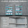 Bakers Rack, 5-Tier Stainless Steel Kitchen Storage Shelf with Adjustable Heights for Spices, Pots and Pans, Silver