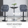 Bar Stool Set of 2 Fabric Adjustable Height Armless Upholstered Counter Chairs with Swivel Seat, Grey