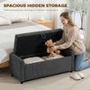Storage Ottoman, Upholstered Corduroy End of Bed Bench with Thick Padding, Storage Bench for Bedroom, Dark Grey
