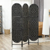Bohemian Privacy Screen, Folding Room Divider with 3 Panels and Arched Top for Bedroom Living Room Office, Black