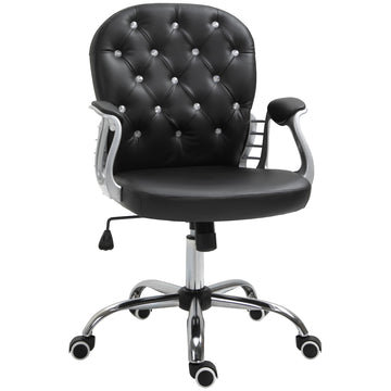 Office Chair, Comfortable Computer Desk Chair with Padded Seat and Adjustable Height, Tufted Back, Black