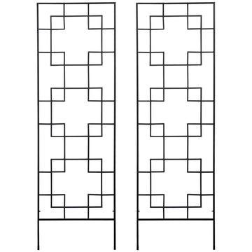 2 Pack Garden Trellis for Climbing Plants, Outdoor Metal Grid Panels for Roses, Vine Flower, Cucumber, Clematis, 72