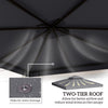 10' x 10' Square 2-Tier Gazebo Canopy Replacement Top Cover Outdoor Garden Sun Shade, Dark Grey