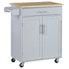 Rolling Kitchen Island Cart with Wood Top, Enough Storage Drawer Space with Towel Bar Rack Shelves, Portable Kitchen Utility Serving Cart Trolley on Wheels (Grey)