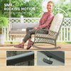 Rattan Rocking Chair, Outdoor Wicker Patio Rocker Chair Furniture with Thick Cushions, for Garden Backyard Porch, Khaki