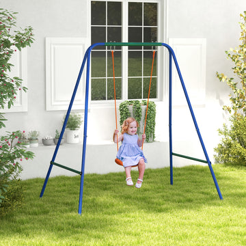 Kid Swing Set with Safety Harness for Baby, Kids 6 Months+, Heavy Duty Swing Set for Indoor/Outdoor, Backyard, Orange