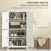 Farmhouse Bathroom Storage Cabinet, Bathroom Floor Cabinet with Barn Doors and Adjustable Shelf, White