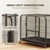 37 Inch Heavy Duty Dog Crate, Large Metal Dog Cage with Lockable Wheels and Removable Tray