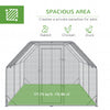 Chicken Run Outdoor, Galvanized Large Metal Chicken Coop Cage, Walk-in Enclosure Poultry Hen Run House Playpen Rabbit Hutch with Flat Roof, Cover, 9.2'x18.7'x6.5'