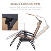 Outdoor Zero Gravity Reclining Lounger Chair with Canopy Shade, Side Tray, Cupholder, Beige